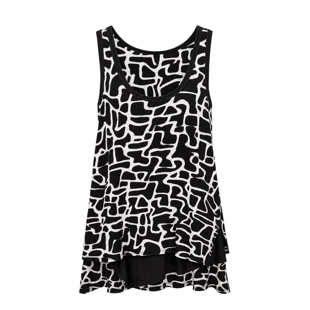Proenza Schouler Layered Abstract Print Asymmetrical Tank Top Sz S Luxury $600